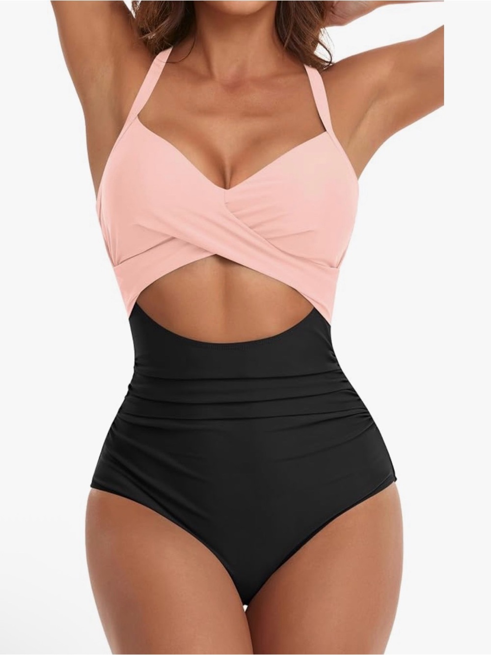 Colorblock Twist-Front Cutout One-Piece Swimsuit